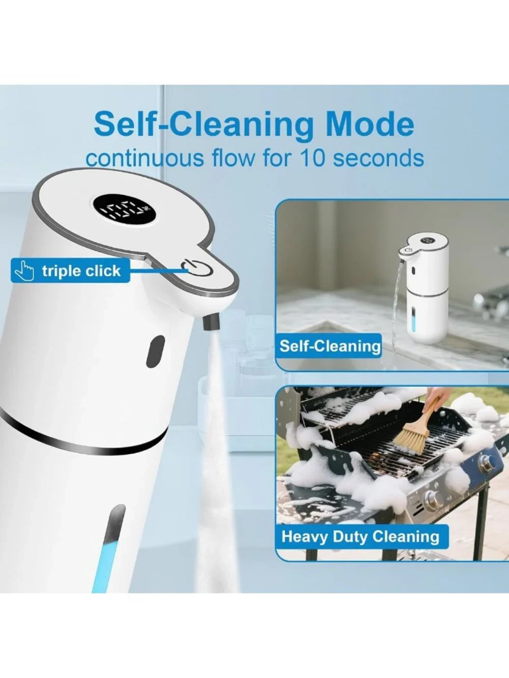 Touchless Automatic Foaming Soap Dispenser, USB Rechargeable, 6-Level